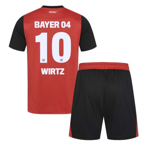 Otroški Nogometni dresi Bayer Leverkusen Florian Wirtz #10 Domači 2024-25 Kratek Rokav (+ Kratke hlače)